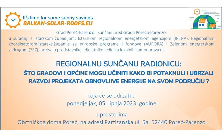 Poziv na Sunčanu regionalnu radionicu